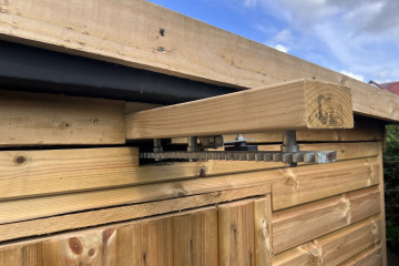 Rail protruding out side to allow roof to full open all the way