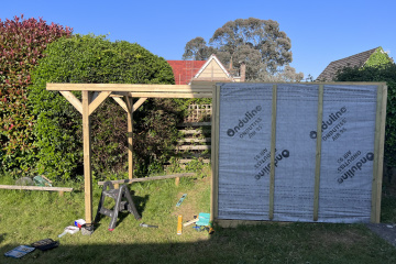Side view of finished roof supports