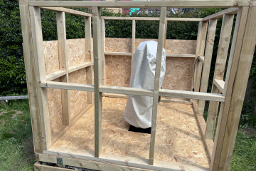 Starting to add OSB to the outside of the walls